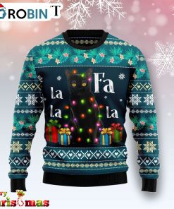 Black Cat Falalala Ugly Christmas Sweater – Best Xmas Gift