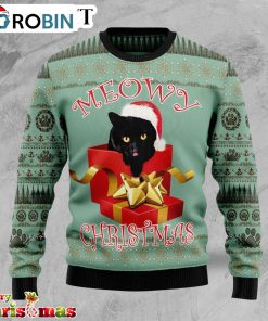 Black Cat Knocked Down The Xmas Tree Funny Christmas 3D Sweater