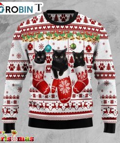 Black Cat Gloves Ugly Christmas Sweater – Best Xmas Gift