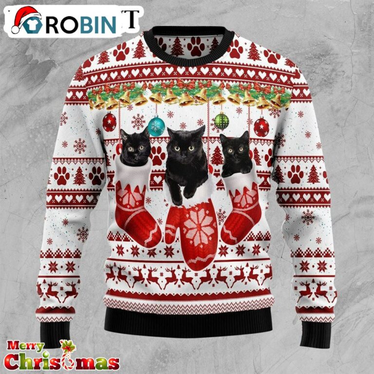 Black Cat Gloves Ugly Christmas Sweater – Best Xmas Gift