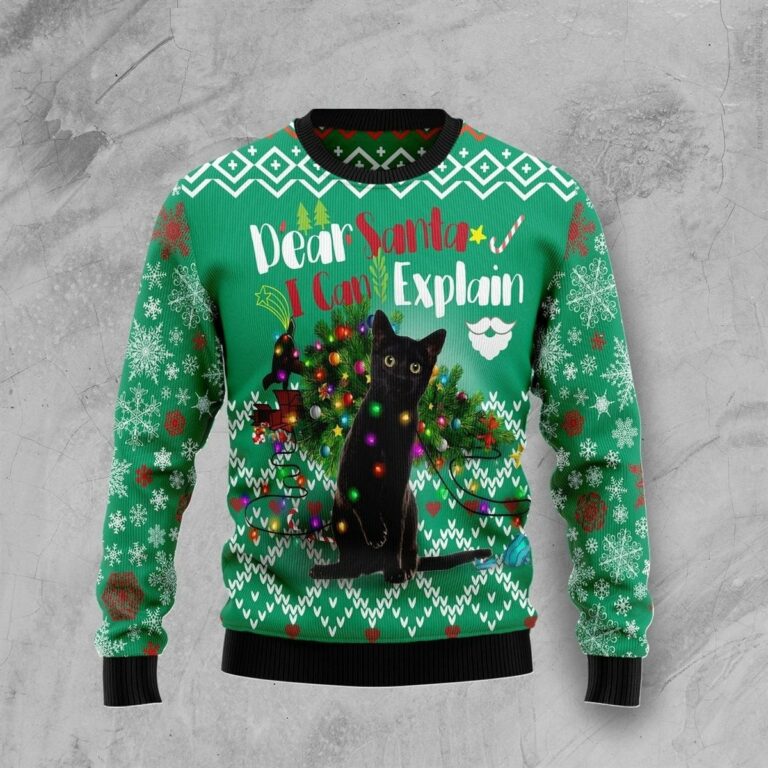 Black Cat I Can Explain Christmas Ugly Sweatshirt, Sweater