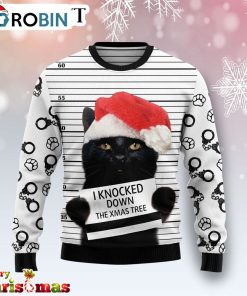 Black Cat Knocked Down Xmas Tree Ugly Christmas Sweater – Best Xmas Gift