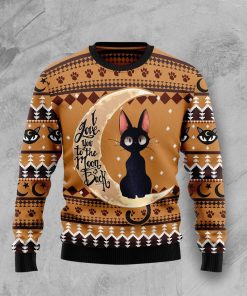 Black Cat Moon And Back Christmas Ugly Sweatshirt, Sweater