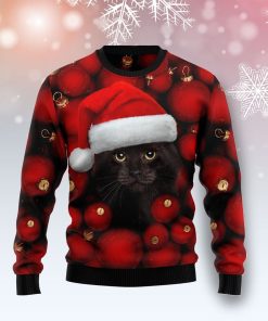 Black Cat Ornament Christmas Ugly Sweatshirt, Sweater