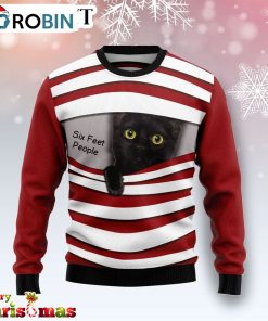 Black Cat Six Feet Ugly Christmas Sweater – Best Xmas Gift