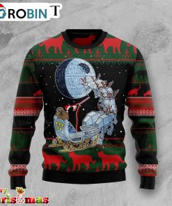 Black Cat Sleigh To Death Star Ugly Christmas Sweater – Best Xmas Gift