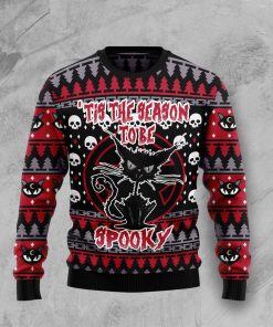 Black Cat Spooky Halloween Christmas Ugly Sweatshirt, Sweater Black Cat Spooky Halloween Christmas Ugly Sweatshirt, Sweater