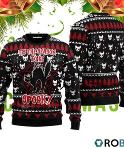 Black Cat Spooky Halloween 3D Print Ugly Christmas Sweater RB4524