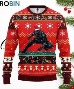 black panther ugly christmas sweater red brown 1 yybs3o