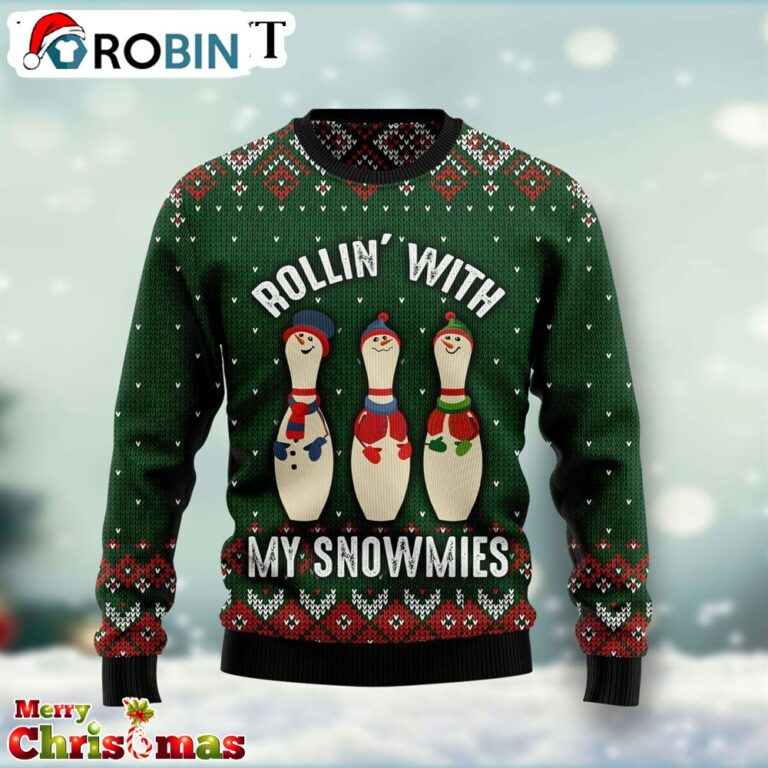 Bowling Rollin’ With My Snowmies Ugly Christmas Sweater – Best Xmas Gift