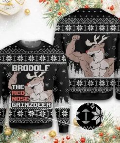 Brodolf The Red Nose Gainzdeer 3D Print Ugly Christmas Sweater RB3372