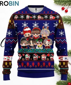 bts army chibi cute ugly christmas sweater blue 1 npmcla