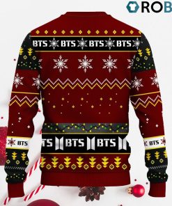 Bts Ugly Christmas Sweater Red Brown