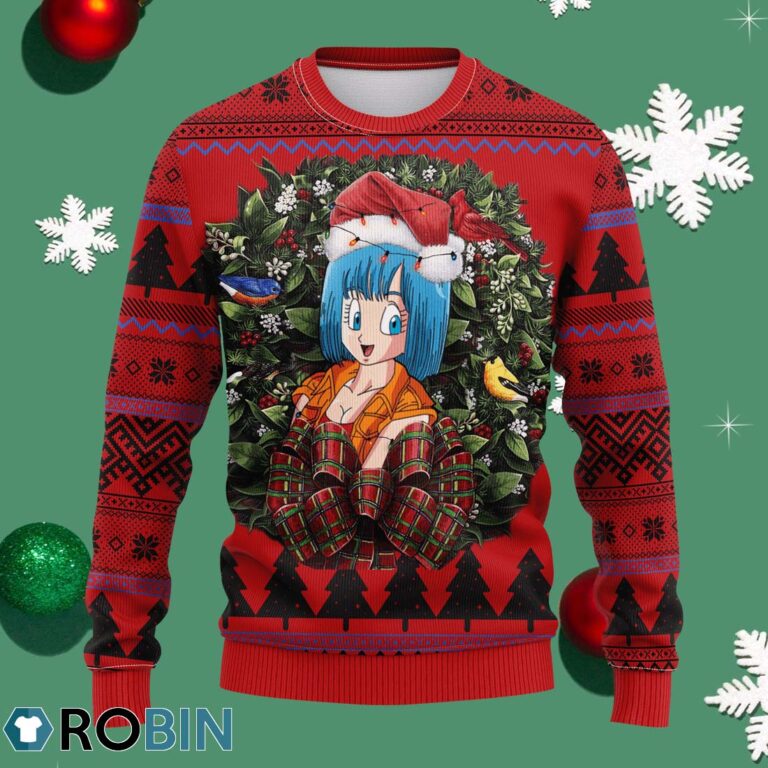 Bulma Goku Dragon Ball Noel Merry Christmas Ugly Christmas Sweater