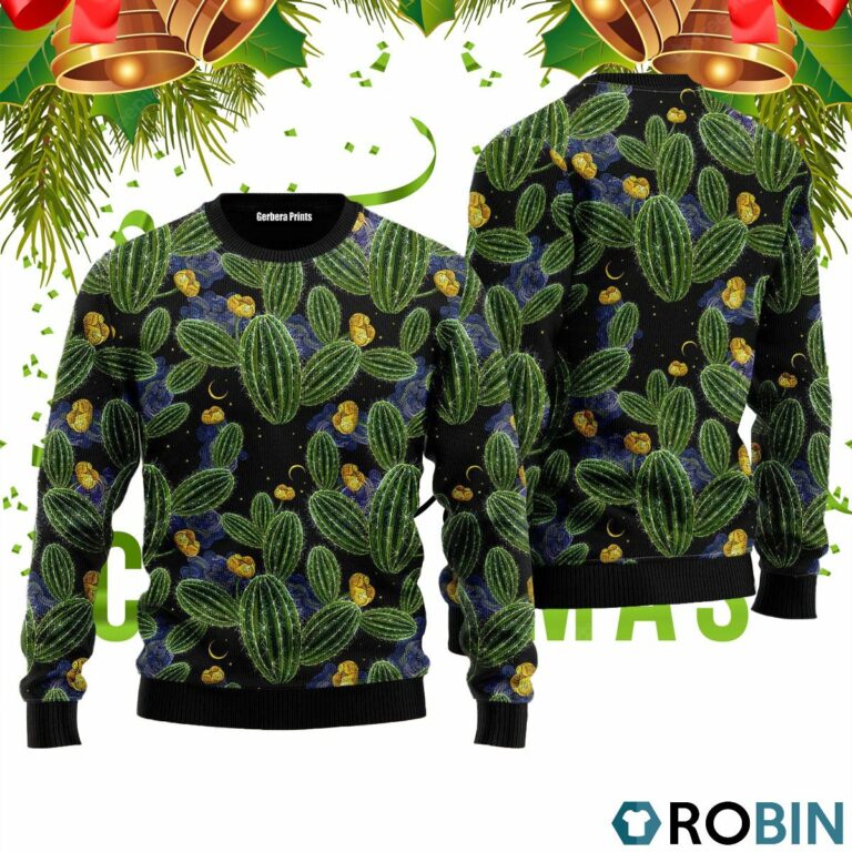 Cactus Christmas Pattern 3D Print Ugly Christmas Sweater RB2204