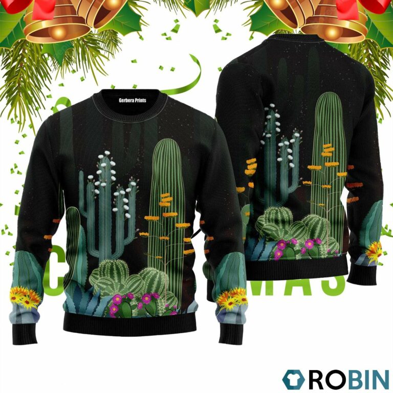 Cactus Garden At Night Green Ugly Christmas Sweater RB2482