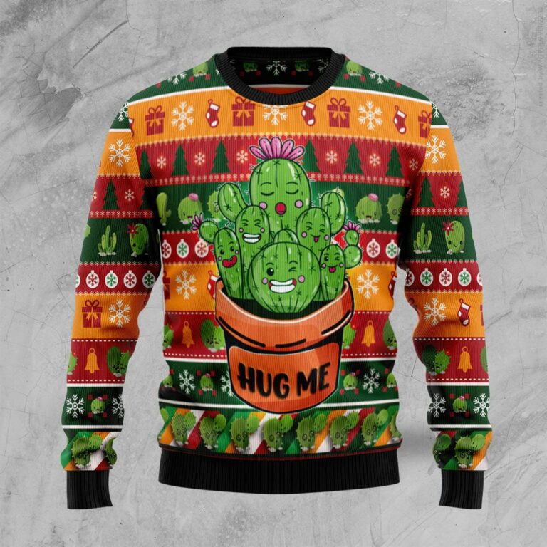 Cactus Hug Me Christmas Ugly Sweatshirt, Sweater