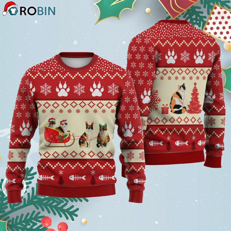 Calico Cat Reindeer Ugly Christmas Sweatshirt – Sweater