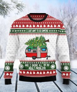 Camping Christmas All Over Print Ugly Sweatshirt, Sweater Camping Christmas All Over Print Ugly Sweatshirt, Sweater