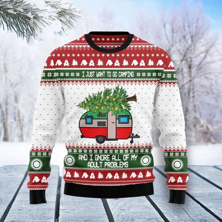 Camping Christmas All Over Print Ugly Sweatshirt, Sweater