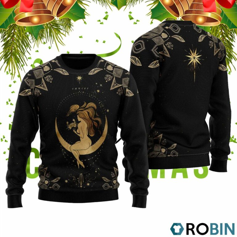 Cancer Golden Zodiac Ugly Christmas Sweater RB2054