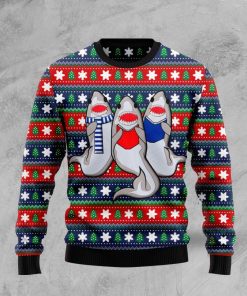 Carolling Sharks Ugly Christmas Sweatshirt, Sweater