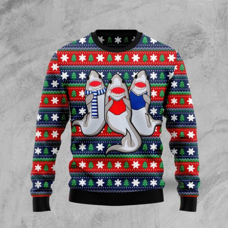 Carolling Sharks Ugly Christmas Sweatshirt, Sweater