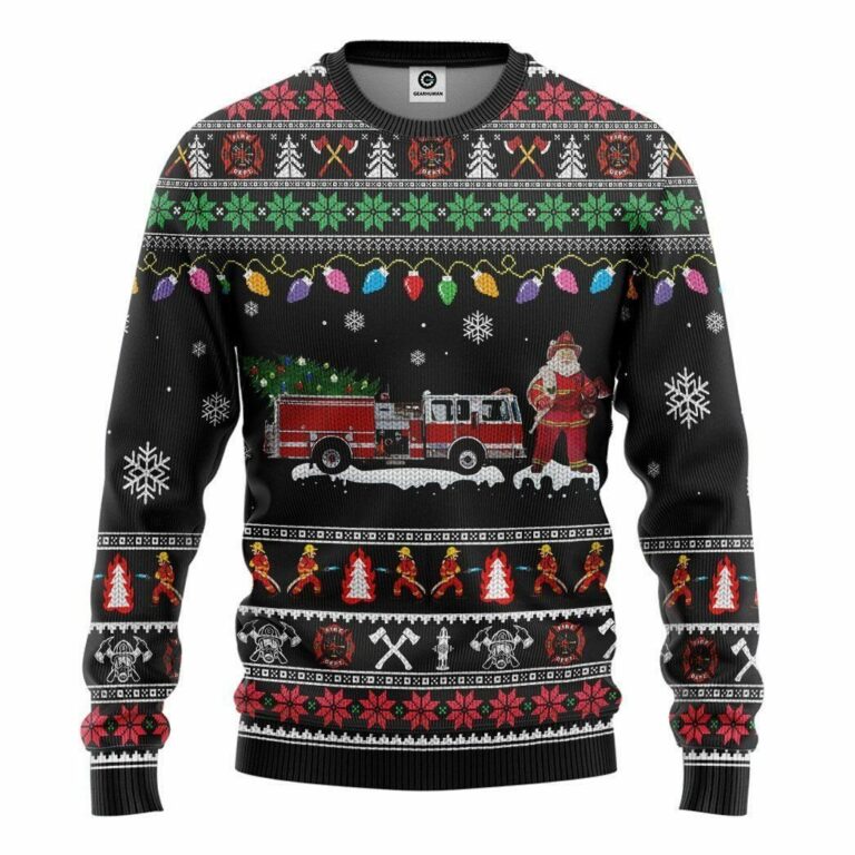Casespring Firefighter Santa Ugly Sweatshirt, Sweater