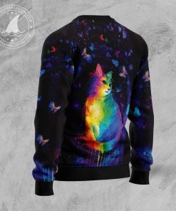 Cat Colorful Ugly Sweatshirt, Sweater Cat Colorful Ugly Sweatshirt, Sweater