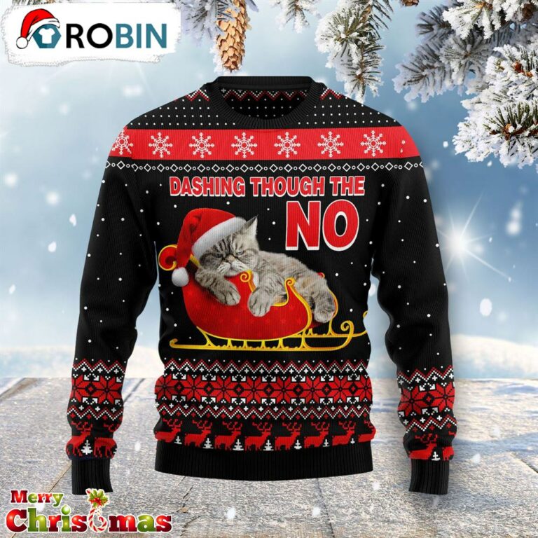 Cat Dashing Through The No Ugly Christmas Sweater – Christmas Outfit