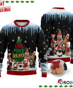 Cat Joy Love Peace Believe Christmas Ugly Sweatshirt, Sweater Cat Joy Love Peace Believe Christmas Ugly Sweatshirt, Sweater
