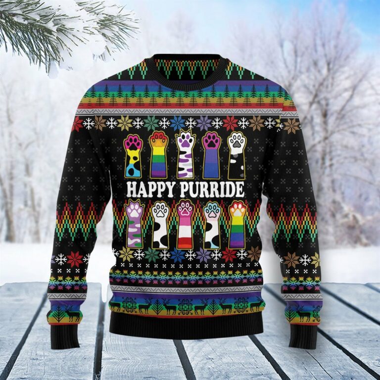 Cat LGBT Color Christmas Ugly Sweatshirt, Sweater