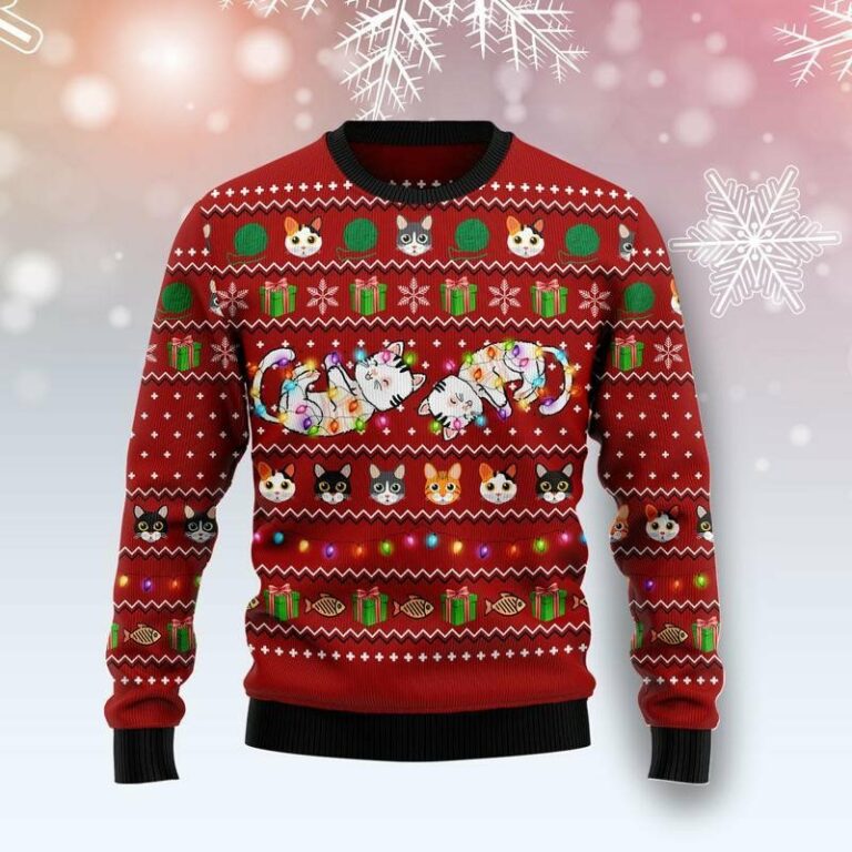 Cat Light Ugly Christmas Sweatshirt, Sweater