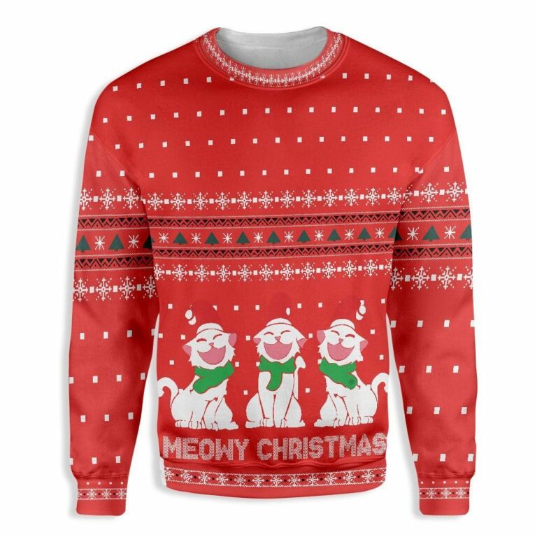 Cat Meowy Christmas Ugly Christmas Sweater, Ugly Sweater For Men Women, Holiday Sweater