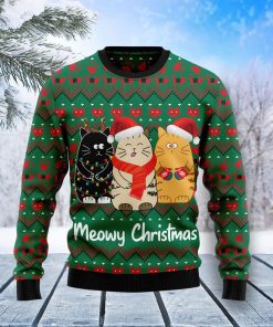 Cat Meowy Christmas Ugly Sweatshirt, Sweater Cat Meowy Christmas Ugly Sweatshirt, Sweater