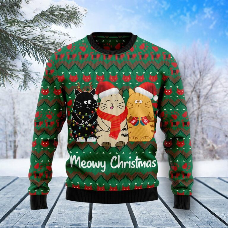 Cat Meowy Christmas Ugly Sweatshirt, Sweater