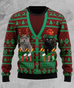 Cat Pocket Xmas All Over Print Ugly Sweatshirt, Sweater