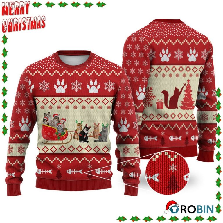 Cat Reindeer Christmas Ugly Sweatshirt, Sweater