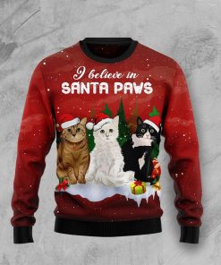 Cat Santa Paws All Over Print Ugly Sweatshirt, Sweater