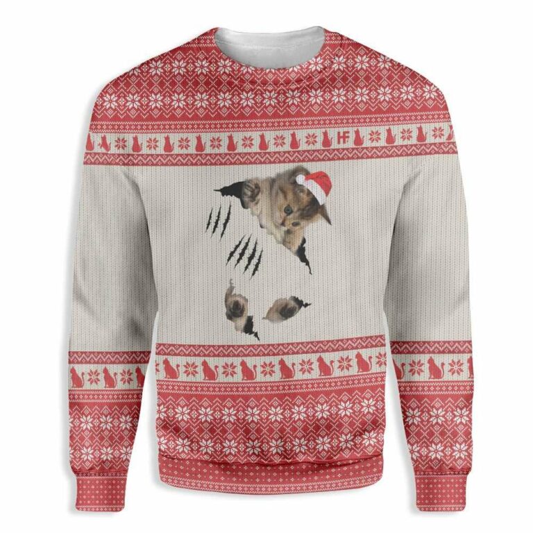 Cat Scratch Ugly Christmas Sweatshirt, Sweater