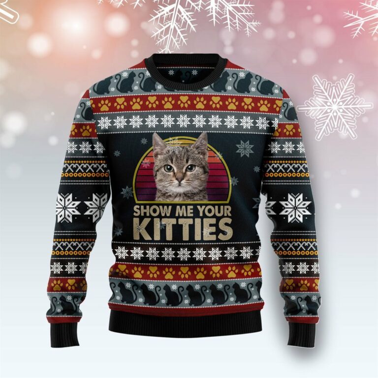Cat Show Me Your Kitties Christmas Ugly Sweatshirt, Sweater