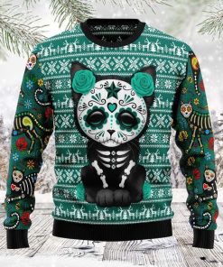 Cat Sugar Skull Ugly Christmas Sweatshirt, Sweater