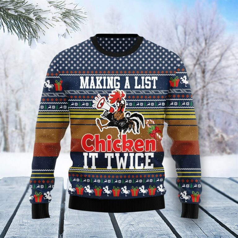 Chicken It Twice Christmas Ugly Sweatshirt, Sweater