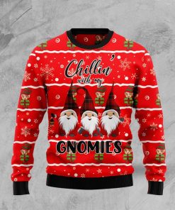 Chillin With My Gnomies Christmas Ugly Sweatshirt, Sweater Chillin With My Gnomies Christmas Ugly Sweatshirt, Sweater