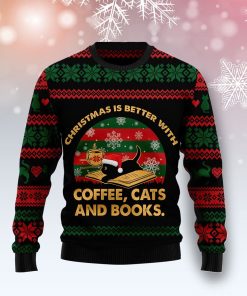 christmas better with cat and book ugly sweatshirt sweater 1 waiu9u