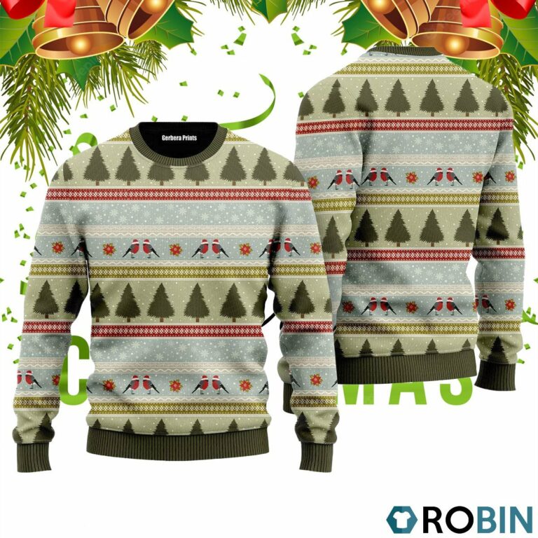 Christmas Birds Pattern 3D Print Ugly Christmas Sweater RB2492