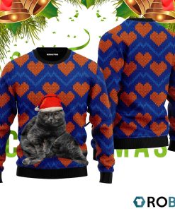 Christmas Black Cat In Heart Love Ugly Christmas Sweater RB2242