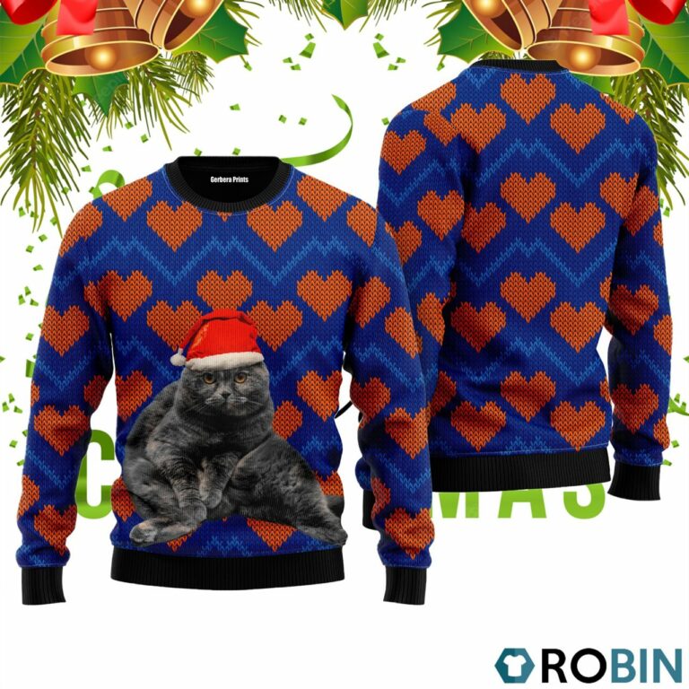 Christmas Black Cat In Heart Love Ugly Christmas Sweater RB2242