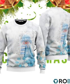 Christmas Blue Snowman 3D Print Ugly Christmas Sweater RB2044