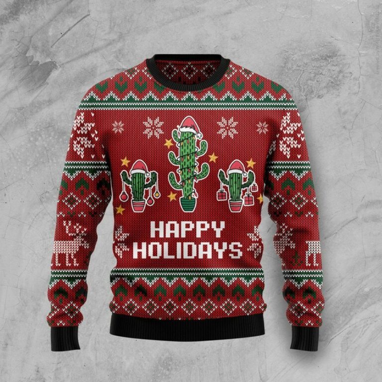Christmas Cactus All Over Print Ugly Sweatshirt, Sweater